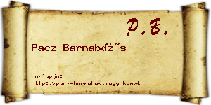 Pacz Barnabás névjegykártya